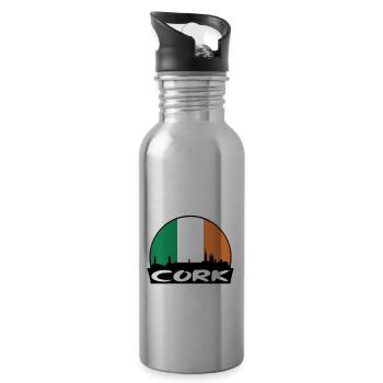Liège Irlande Drapeau Skyline Silhouette Voyage - Gourde avec paille intégrée - argent clair - Droite