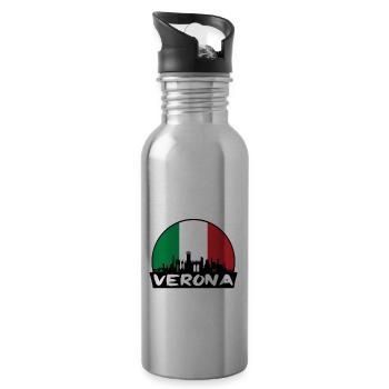 Vérone Italie Flag Skyline Silhouette Voyage - Gourde avec paille intégrée - argent clair - Droite