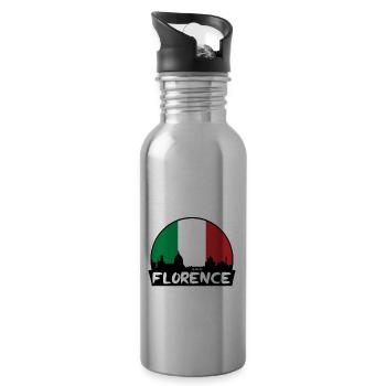 Florence Italie Flag Skyline Silhouette Voyage - Gourde avec paille intégrée - argent clair - Droite