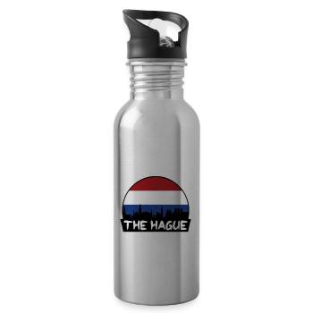 Den Haag Niederlande Flagge Skyline Silhouette Trav - Trinkflasche mit integriertem Trinkhalm - Lightsilver - Rechts