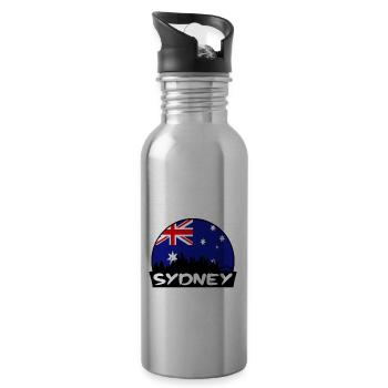 Sydney Australie Flag Skyline Silhouette Voyage - Gourde avec paille intégrée - argent clair - Droite
