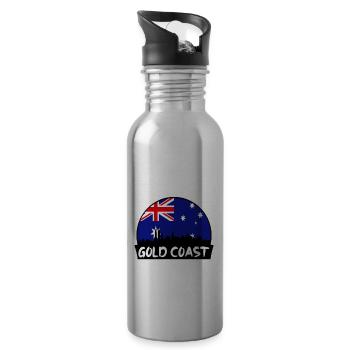 Gold Coast Australien Flagge Skyline Silhouette Trave - Trinkflasche mit integriertem Trinkhalm - Lightsilver - Rechts