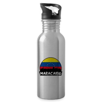Maracaibo Venezuela Flag Skyline Silhouette Voyage - Gourde avec paille intégrée - argent clair - Droite
