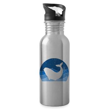 Retro Wahle Watching Humpback Blue Sperm Wahle - Trinkflasche mit integriertem Trinkhalm - Lightsilver - Rechts