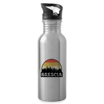 Brescia Italie Flag Skyline Souvenir de voyage - Gourde avec paille intégrée - argent clair - Droite