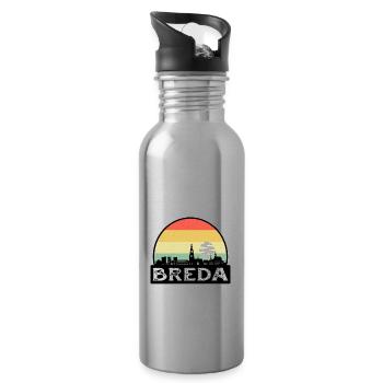 Breda Niederlande Flagge Skyline Reisesouvenir - Trinkflasche mit integriertem Trinkhalm - Lightsilver - Rechts