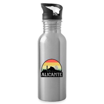 Alicante Spanien Flagge Skyline Reisesouvenir - Trinkflasche mit integriertem Trinkhalm - Lightsilver - Rechts