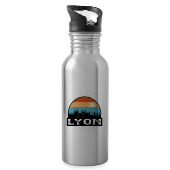 Lyon France Flag Skyline Souvenir de voyage - Gourde avec paille intégrée - argent clair - Droite