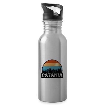Catane Italie Flag Skyline Souvenir de voyage - Gourde avec paille intégrée - argent clair - Droite