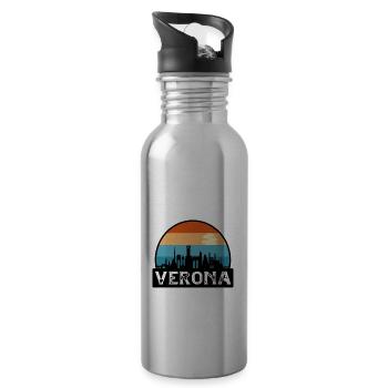 Vérone Italie Flag Skyline Souvenir de voyage - Gourde avec paille intégrée - argent clair - Droite