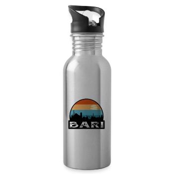 Bari Italien Flagge Skyline Reisesouvenir - Trinkflasche mit integriertem Trinkhalm - Lightsilver - Rechts
