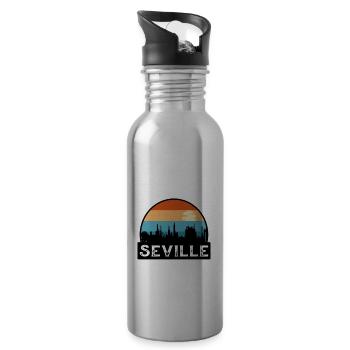 Séville Espagne Flag Skyline Souvenir de voyage - Gourde avec paille intégrée - argent clair - Droite
