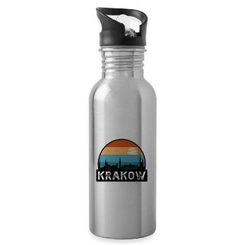 Krakau Polen Flagge Skyline Reisesouvenir - Trinkflasche mit integriertem Trinkhalm - Lightsilver - Rechts