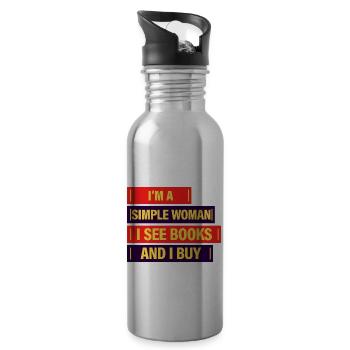 I'm A Simple Woman, I See Books And I Buy 4 - Trinkflasche mit integriertem Trinkhalm - Lightsilver - Rechts