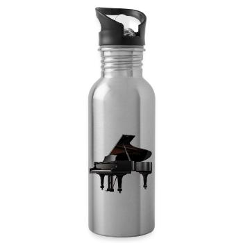 Concert grand piano, the king of pianos - Water bottle with straw - silver - Right