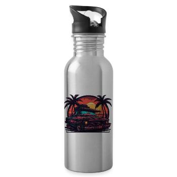 Beach / Island / Vacation / Summer / Sun / Sea - Water bottle with straw - silver - Right