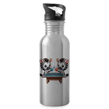 Funny Zebra Table Tennis Table Tennis Player - Water bottle with straw - silver - Right