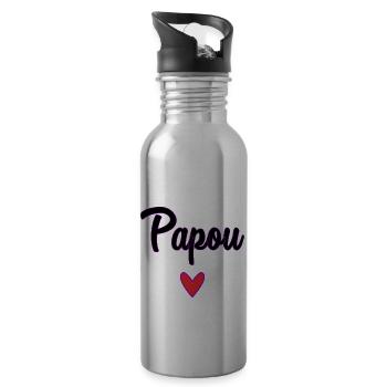 PAPUAN. DAD. FATHER'S DAY. HAPPY FATHER'S DAY - Water bottle with straw - silver - Right