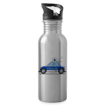 Police Car Policja Blue - Water bottle with straw - silver - Right