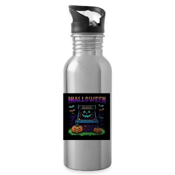 Games Ghost Ghost Halloween Pumpkin Bat - Water bottle with straw - silver - Right