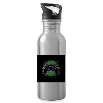 Controller Gaming Gaming Play Gift Gamer - Water bottle with straw - silver - Right