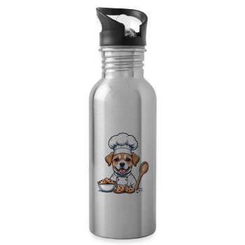 Dog Chef Dog Friends Gift Cookie Cookies - Water bottle with straw - silver - Right