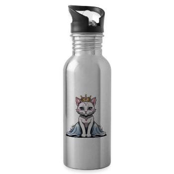 Cat Princess Queen Cat Elegant Gift - Water bottle with straw - silver - Right