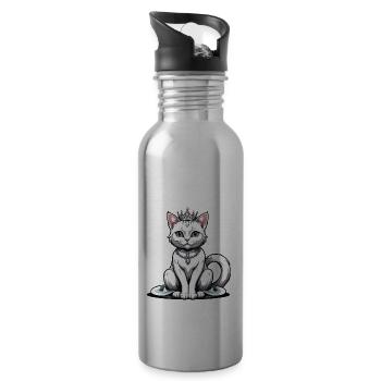 Cat Princess Queen Cat Elegant Gift - Water bottle with straw - silver - Right