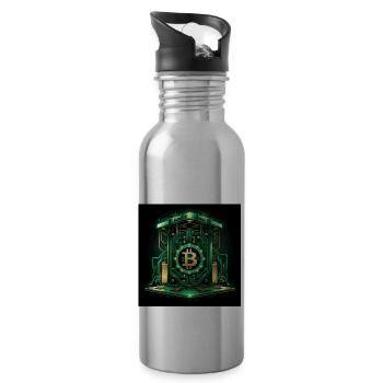 Bitcoin Krypto Crypto to the Moon Geschenk Tresor - Trinkflasche mit integriertem Trinkhalm - Lightsilver - Rechts