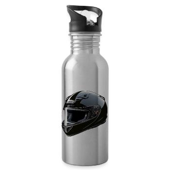 Biker Helmet - Motorbike Design - Trinkflasche mit integriertem Trinkhalm - Lightsilver - Rechts