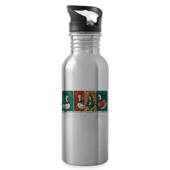 Gans Weihnachten Lustig Santa Nordpol Honker - Trinkflasche mit integriertem Trinkhalm - Lightsilver - Rechts