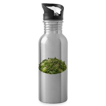 Grüner Genuss Pinien Kern-Salat - Trinkflasche mit integriertem Trinkhalm - Lightsilver - Rechts