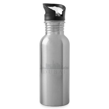 Dubai Skyline, Dubai United Arab Emirates - Water bottle with straw - silver - Right