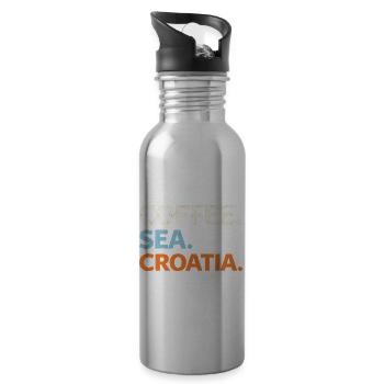 Café. Mer. Croatie (Hrvatska). - Gourde avec paille intégrée - argent clair - Droite