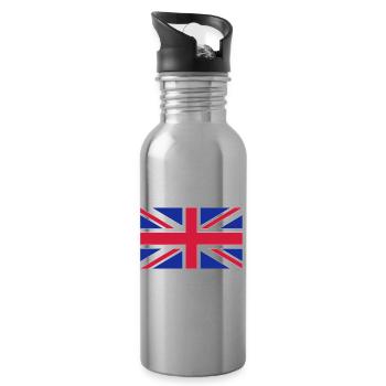 United Kingdom Flag (Union Jack) - Water bottle with straw - silver - Right