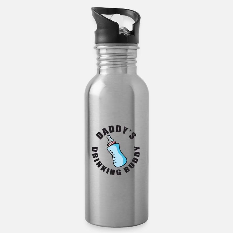 Daddy´s drinking Buddy - Trinkflasche mit integriertem Trinkhalm - Lightsilver