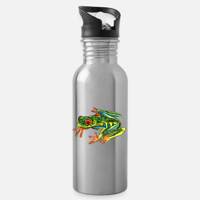 Frosch - Trinkflasche mit integriertem Trinkhalm - Lightsilver