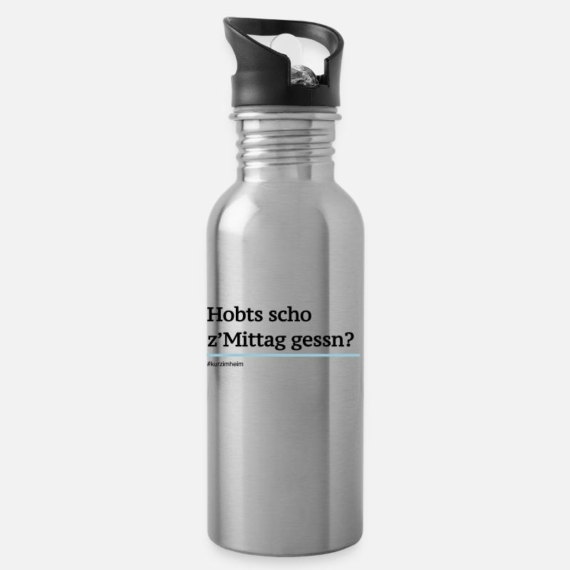 #kurzimheim - Trinkflasche mit integriertem Trinkhalm - Lightsilver