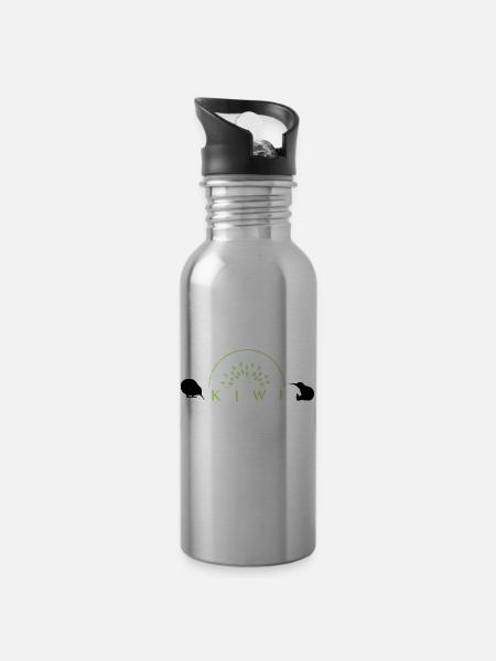 kiwi - Water bottle with straw - silver