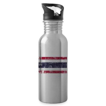 Flagge Thailand Fahne Grunge Retro Vintage - Trinkflasche mit integriertem Trinkhalm - Lightsilver - Rechts