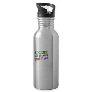 Coding Is Like Magic Coder Programmer Computer Gee - Trinkflasche mit integriertem Trinkhalm - Lightsilver - Rechts