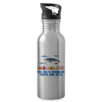 Girl Net Boat Marine Biologist Biology Ocean - Water bottle with straw - silver - Right