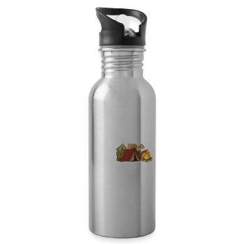 Idées cadeaux camping | Feu de camp de vacances en camping-car - Gourde avec paille intégrée - argent clair - Droite