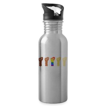 We Rise Together Bisexual Gay Trans Queer Lgbtq Ra - Trinkflasche mit integriertem Trinkhalm - Lightsilver - Rechts
