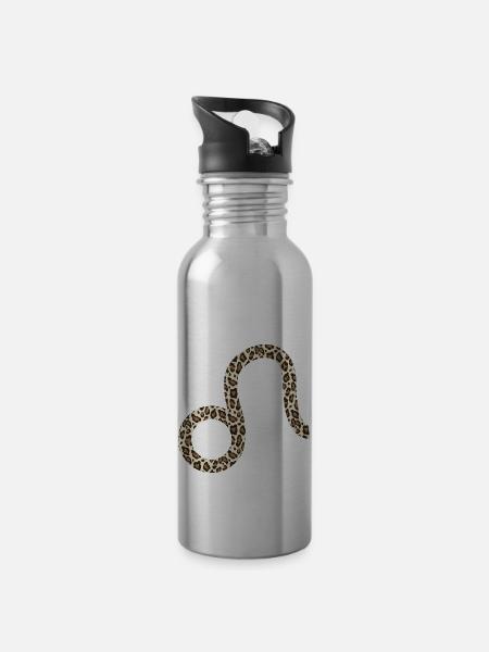 Sternzeichen Löwe - Trinkflasche mit integriertem Trinkhalm - Lightsilver