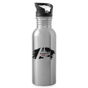 Ruhrpottliebe schlägt in meiner Brust - Trinkflasche mit integriertem Trinkhalm - Lightsilver - Rechts