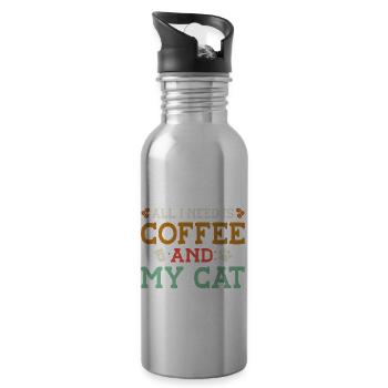 All I Need Is Coffee And My Cat Pet Animals Cat Ow - Trinkflasche mit integriertem Trinkhalm - Lightsilver - Rechts