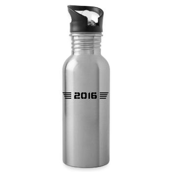 Geburtsjahr Geburtstag Born In - Made in 2016 - Trinkflasche mit integriertem Trinkhalm - Lightsilver - Rechts