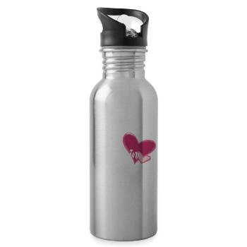 Weltbeste Kollegin Herz - Trinkflasche mit integriertem Trinkhalm - Lightsilver - Rechts