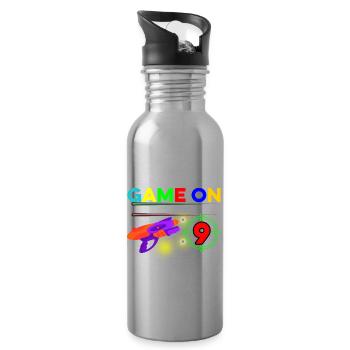 Game On I'm Turning Nine Lasertag Player Lasergame - Trinkflasche mit integriertem Trinkhalm - Lightsilver - Rechts